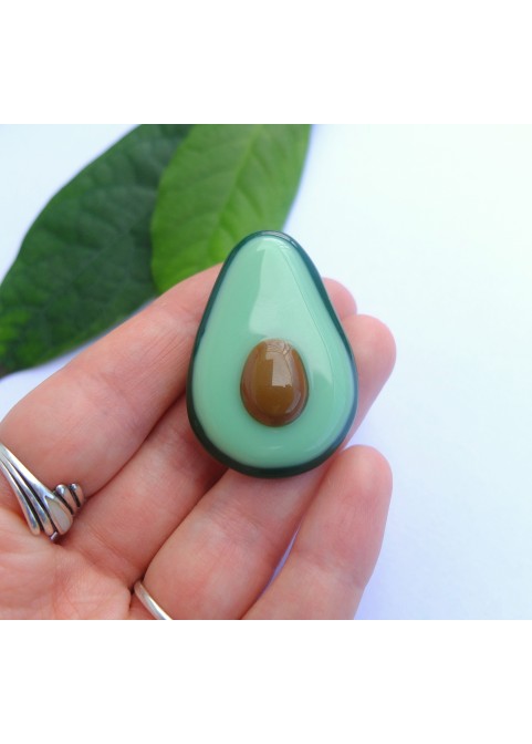 Брошка із скла Авокадо.